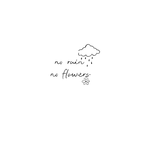 Pochoir pour tatouage temporaire "No rain no flower". Pochoir hypoallergénique, réalisé au laser, dermo collant.